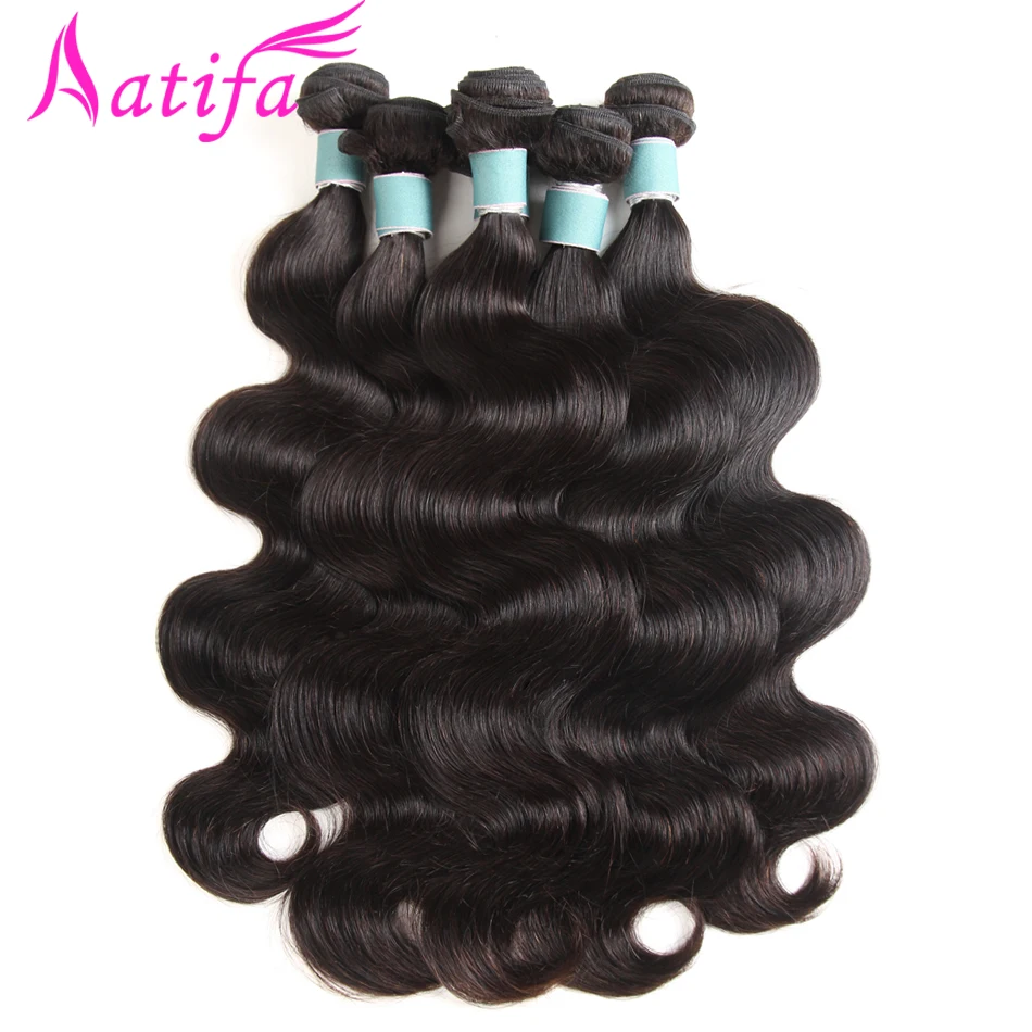 Brazilian Body Wave Hair 3/4 Bundles Deal 8-28 Inches NonRemy Aatifa Human Hair Weave Extension Natural Color