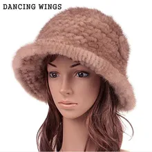 Женские шапки новая зимняя меховая шапка из натуральной норки Повседневная Роскошная Цветочная вязаная Панама шапки горшки