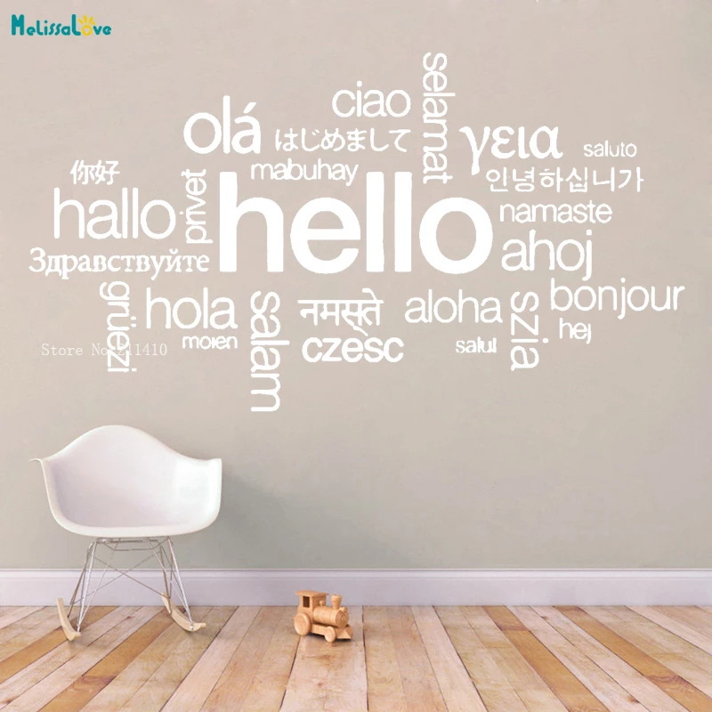 

Welcome Wall Stickers in Many Languages Hello Text words Home decor for Living Room Coffee Shop Vinyl Handmade Decal YT1065