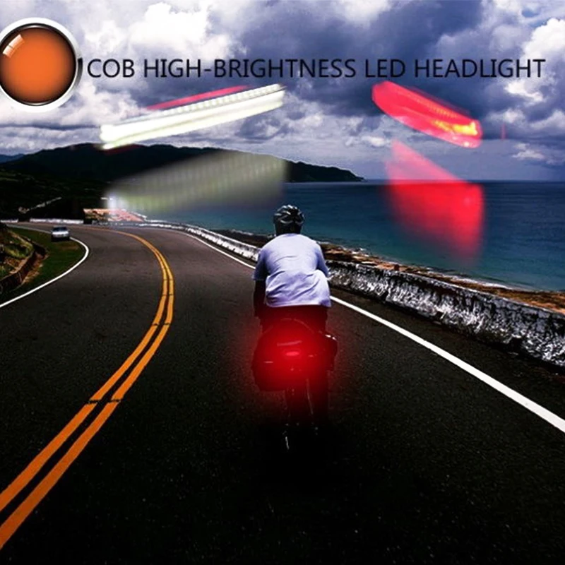 Perfect COB USB Rechargeable LED Bicycle Bike Cycling Front Rear Tail Light 6 Modes Lamp 9