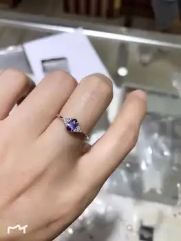 Natural tanzanite gem Ring Natural gemstone Ring 925 sterling silver trendy elegant Simple compact round women party Jewelry