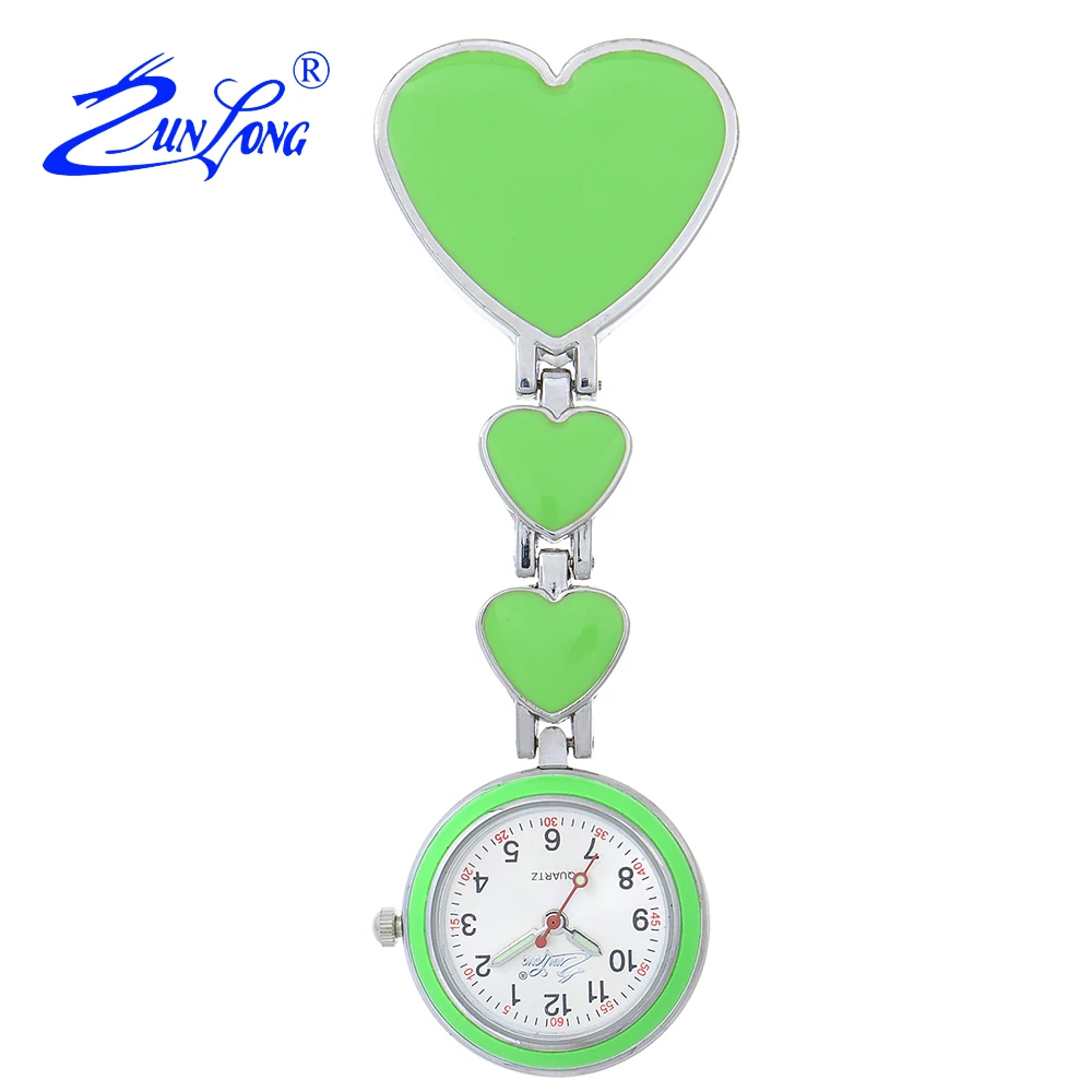 ZUNLONG Luminous Pointer Nurse Watches Heart Shape Portable Fob Watch