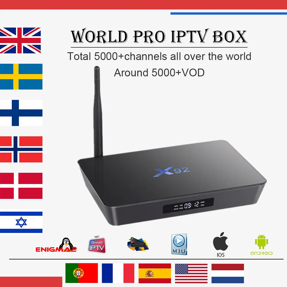 

Best X92 Android 7.1 tv box 2G/3G 16G/32G Amlogic s912 Octa-core 4700+ Arabic French Italy German UK IPTV Smart tv set top box