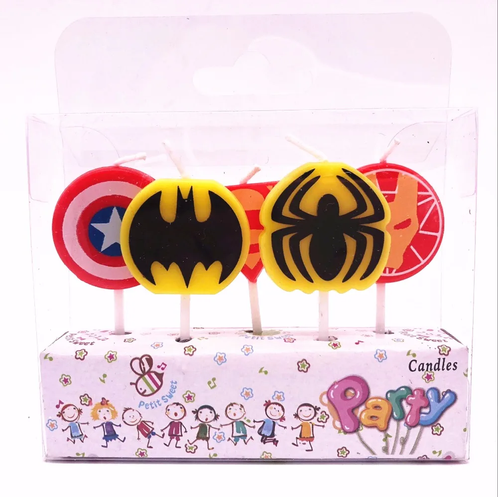

5pcs avengers Party Supplies Kids Birthday Candles Evening Party Decorations Birthday Wedding Superheros Party Cake