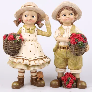 

European Chinese style Picking fruit Couple Brother and sister Wedding Gift home desktop decor decoration ornaments(A668)