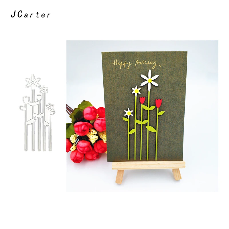 

JC New Arrival Long Pole Flowers Metal Cutting Dies for Scrapbooking DIY Embossing Folder Cards Handmade Album Stencil Crafts