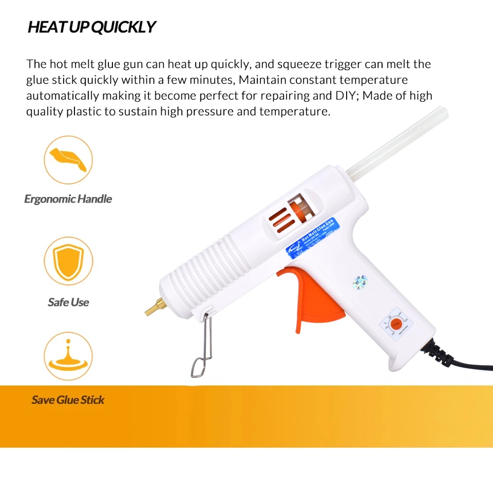 Professional Full Size Hot Glue Gun 500-watt High Temp Industrial Heavy  Duty Glue Guns Temperature Adjustable with LED Digital Display Gift 3 Gun  Tips