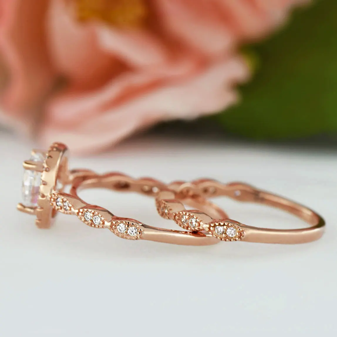 Двойной набор 14 к розовое золото кольца с бриллиантами Квадратные Кольца Anillos De Bague или Jaune Bizuteria кольцо для женщин Свадебные ювелирные изделия кольцо с аметистом
