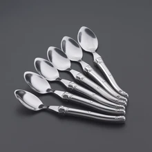 6'' 15cm Stainless steel Laguiole Style Teaspoon Hollow Handle Mini Coffee spoon Small Dessert Tea Spoons Silver Dinnerware set