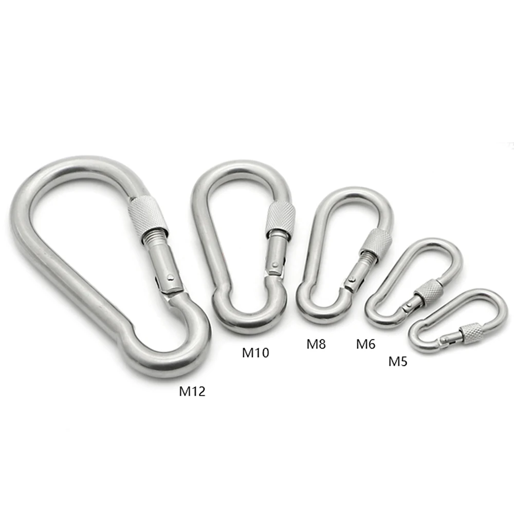 

5Pcs 4x40mm Silver Snap hook with screw Chain Fastener Hook Carabiner 304 Stainless Steel Repair Hiking Camping Quick safe Lock