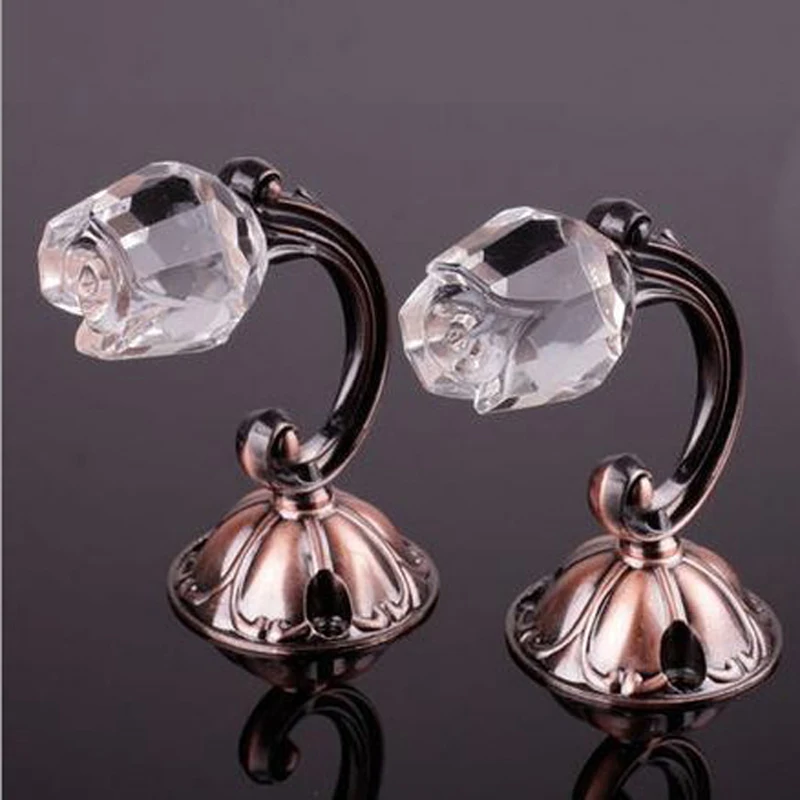 

Eco-friendly plated process Quality heavy flower crystal+metal curtain/cloth hooks tieback holdback can order of mixed color