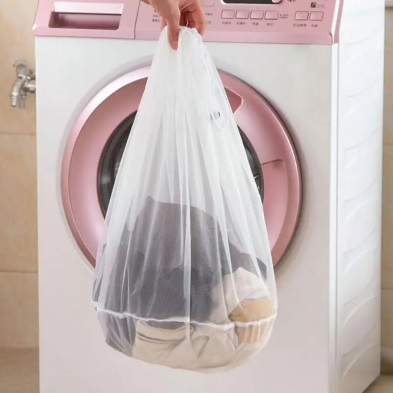 KM_ Drawstring Net Laundry Saver Mesh Wash Washing Machine Thicken Net Bag Advan 