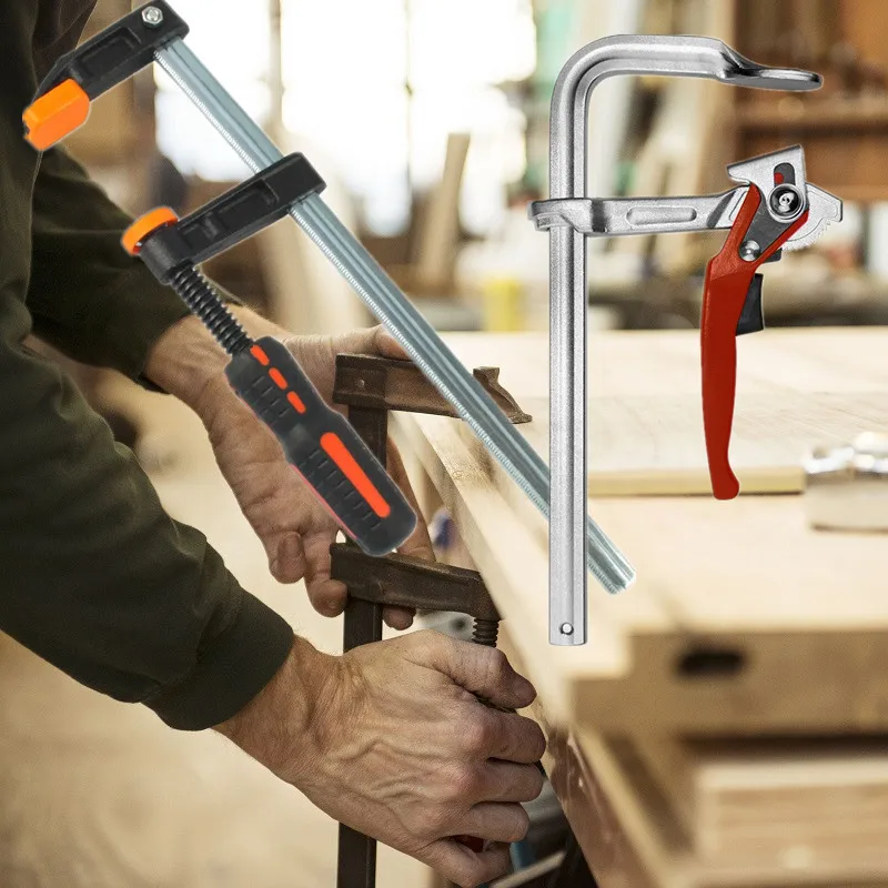 HS Tools Heavy Duty Ratcheting F Clamp Wood Working Work Bar Clamp Clip Kit Gadget Hobby Tool