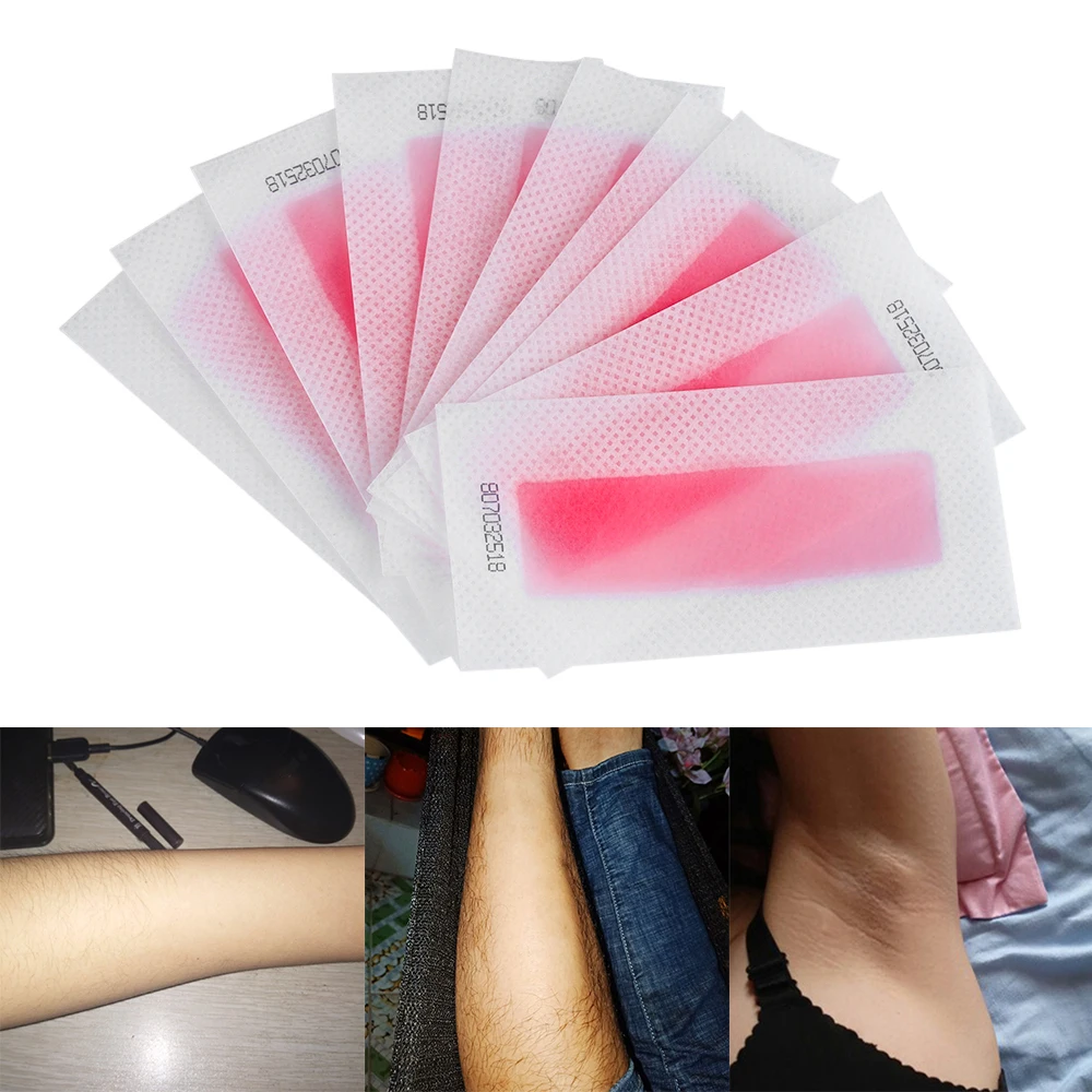 10 Pcs/20 Sides Double Side Hair Removal Cold Wax Strips Paper For Leg Body Facial Hair Wax Papers Depilatory Strips Beauty Tool