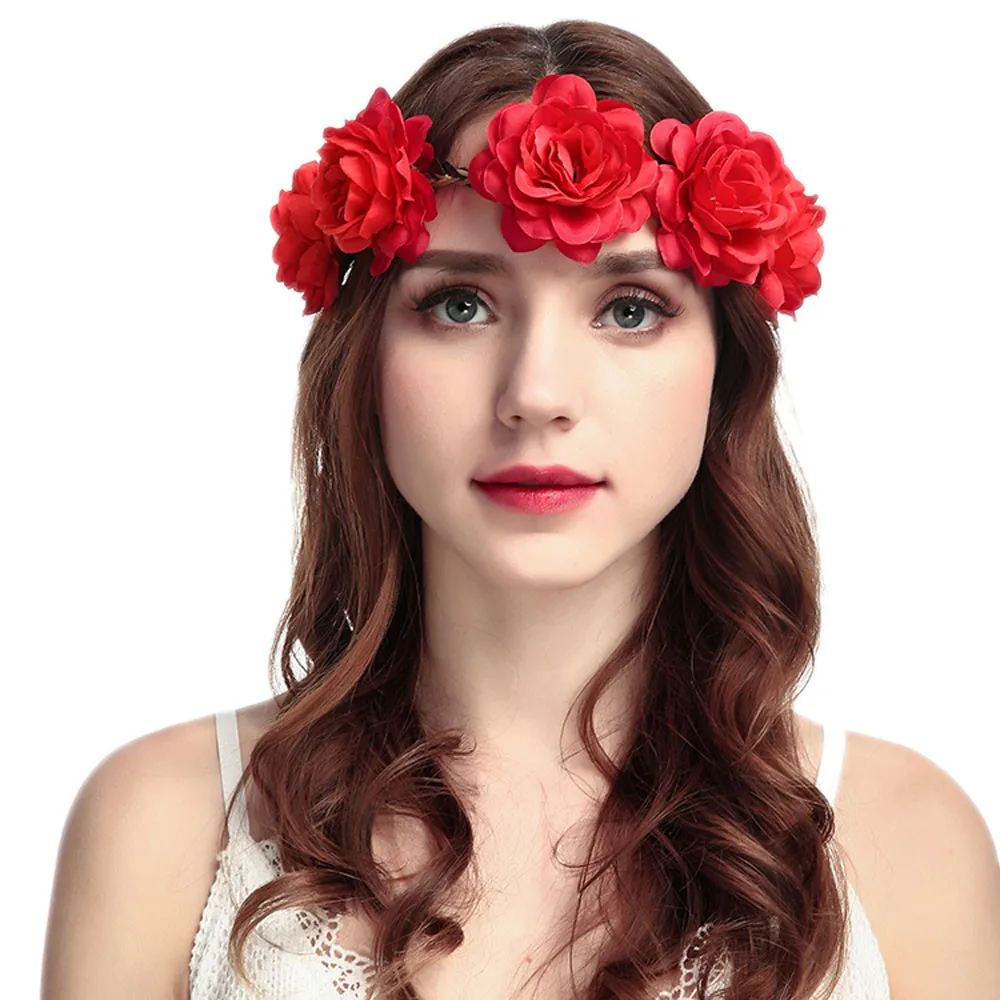 

flower crown Boho Ladies Floral Flower Festival Wedding Garland Hair Head Band Beach Party wianek kwiatowy1.344