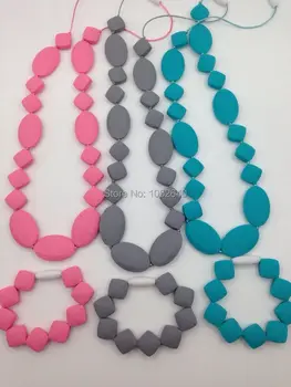 

wholesale Silicone Teething Bracelets and Necklaces Set BPA Free for nursing moms and babies