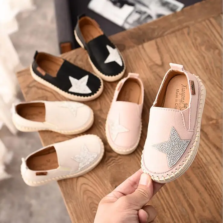 

Children girls board shoes Girls bling five star Shoes Flat Shoes pink black beige 21-30 1166 TX07