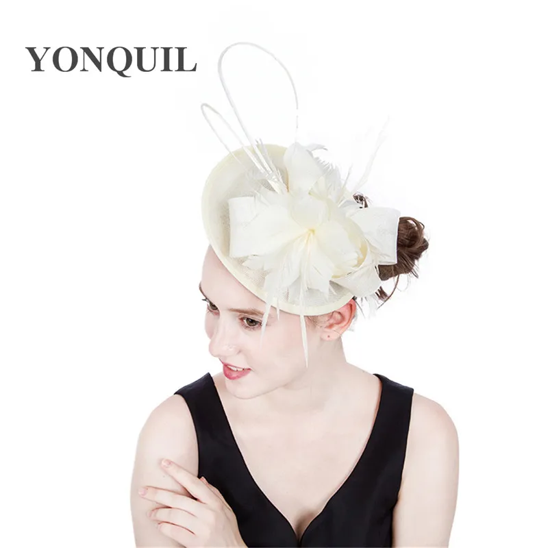 Buy Beige Wedding Party Fascinator Hat Women Feather