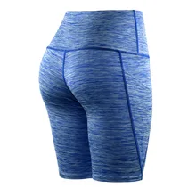 Эластичные женские спортивные шорты для бега с боковым карманом, быстросохнущие лосины для бега, леггинсы для тренировок, фитнеса, улицы, йоги