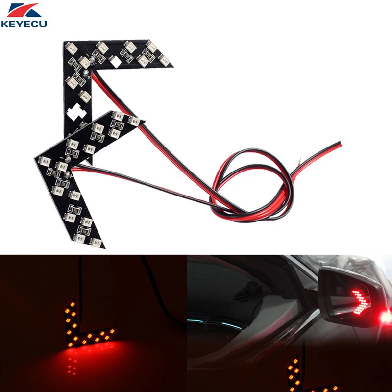 KEYECU 2PCS 14SMD LED Side Mirror Arrow Panel Indicator Add-on Blinker Turn Signal Light for Auto Car Vehicle Truck SUV (Red) | Автомобили