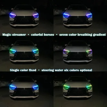 

1pcs Car eyebrow light LED marquee turn to teardrop colorful light bar Ultra-thin guide bar RGB streamer