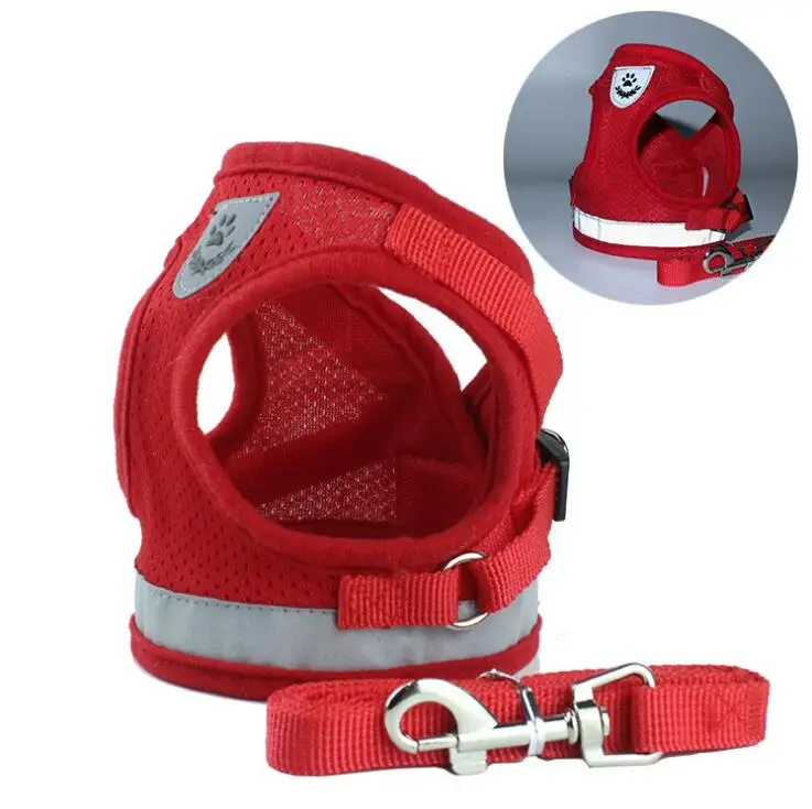 

Reflective Puppy Vest Dog Leashes Breathable Pet Walking Traction Rope Printed Dogs Harness for Small Dog Cat Outdoor Supplies