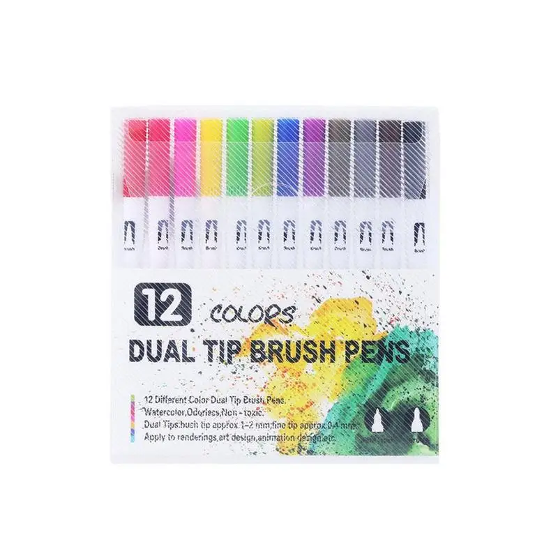 12 /24/36/48/60/100 colors Double-headed Watercolor Pen Cross-borderMarker Set Brush Pen Hook Line Pen Art Marker