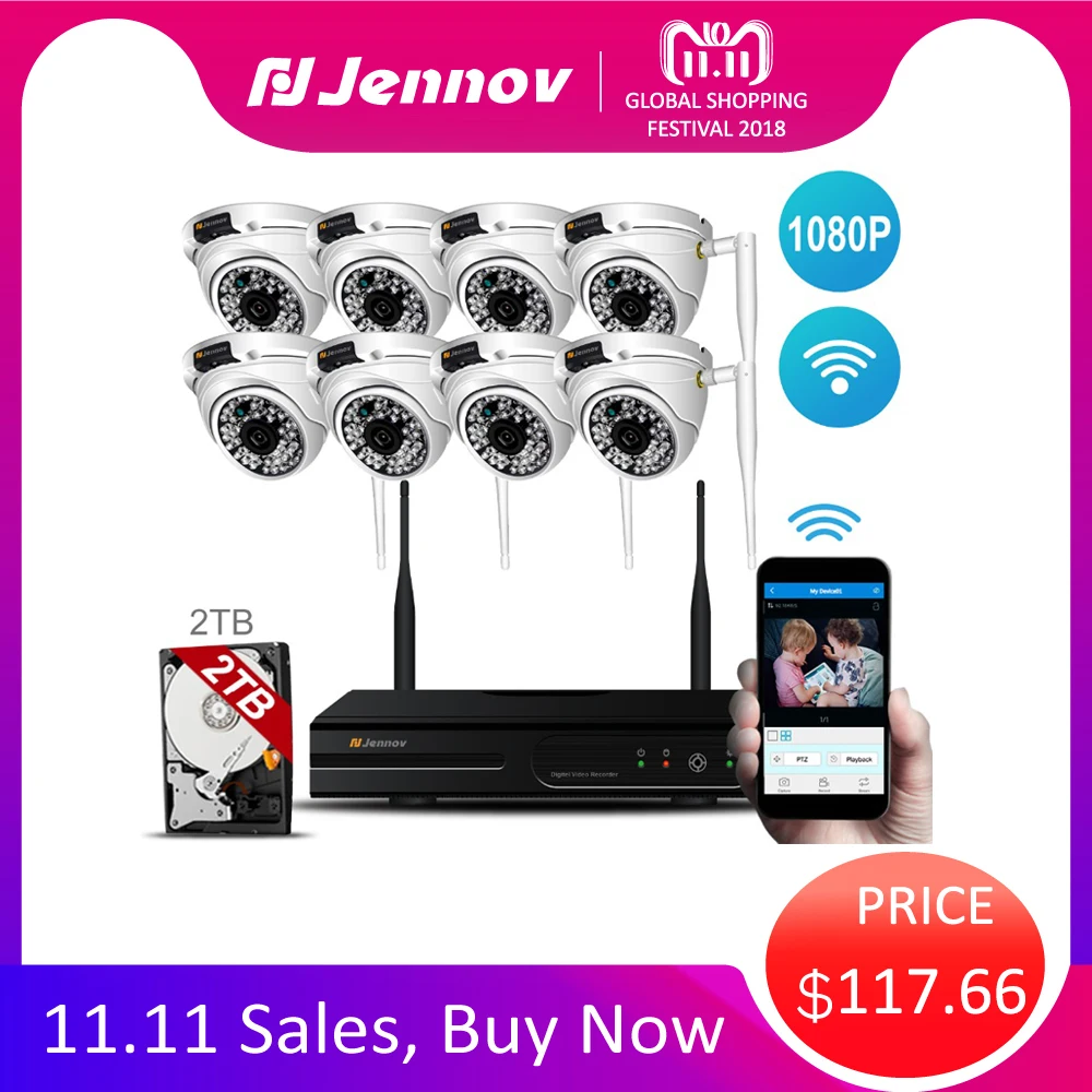 8CH HD 1080P Video Surveillance kit 2MP Wireless Outdoor Home Security Camera System With NVR Wifi Ip Kit CCTV Set Dome Ip Cam 8CH HD 1080P Video Surveillance kit 2MP Wireless Outdoor Home Security Camera System With NVR Wifi Ip Kit CCTV Set Dome Ip Cam