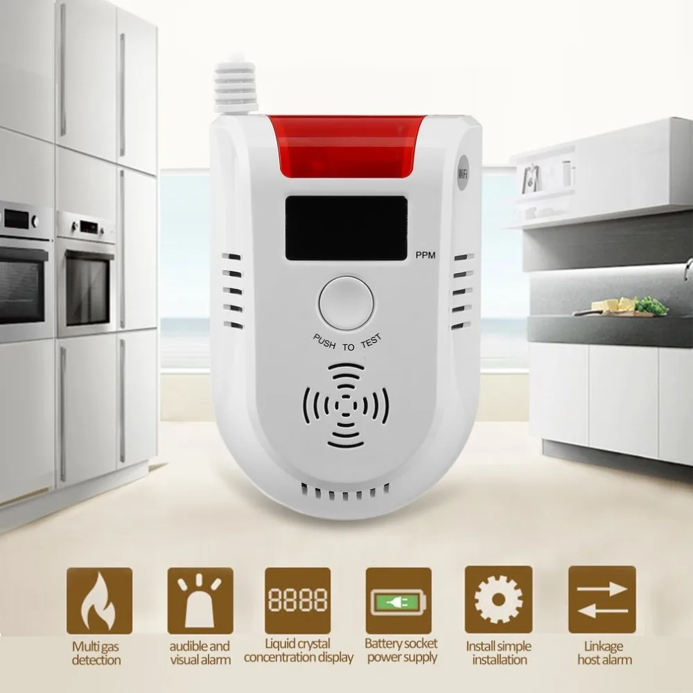 

SECRUI WIFI APP Voice Prompt Combustible Gas Leakage Detector Alarm System Display Screen Wireless Security Gas Sensor Alarm