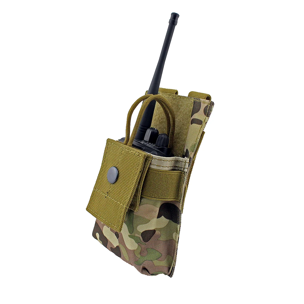 

Adjustable MOLLE Radio Holder Tactical Walkie Talkie Holster Open Top M4 Mag Pouch