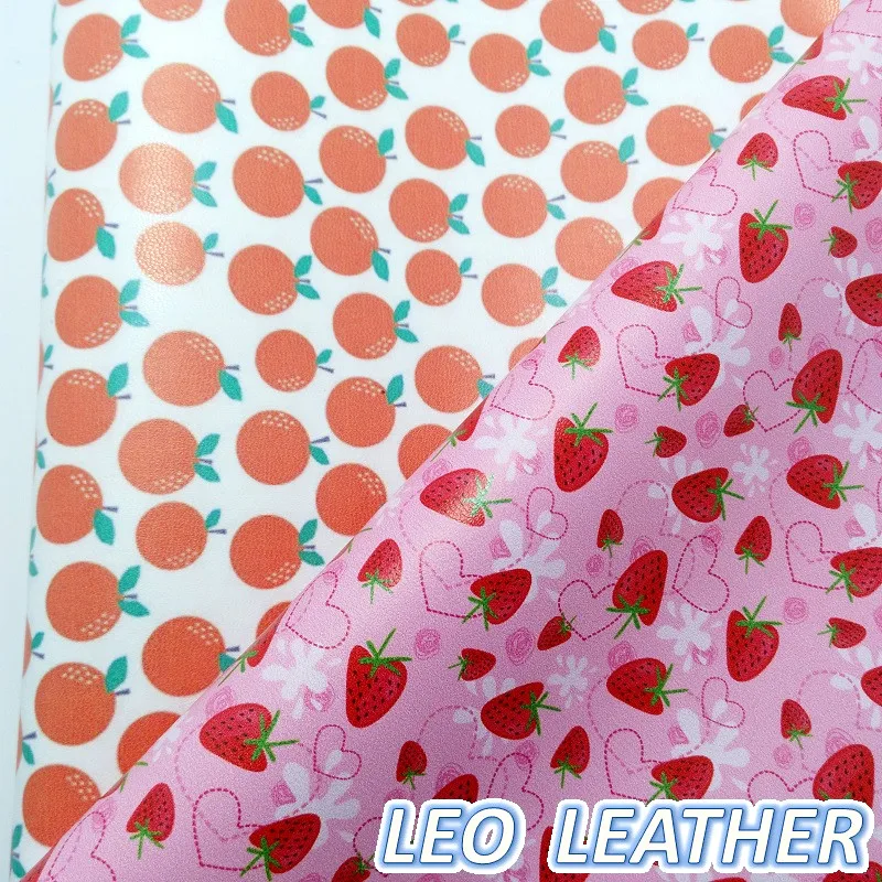 

1PCS 21X29CM Synthetic Letaher, Printed Strawberry and Orange For Making Bows and Other Accessories 9S70A