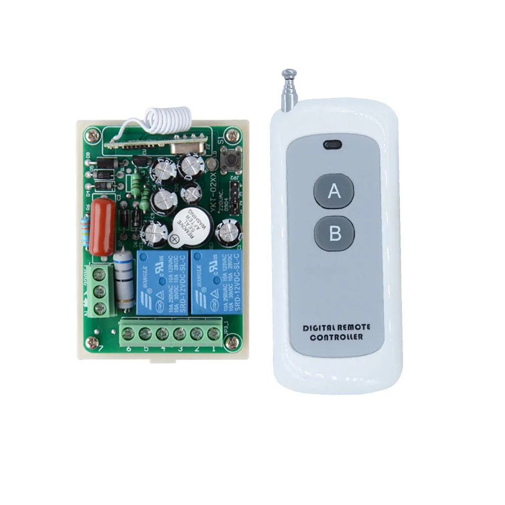 

AC 220V 2CH 10A Relay RF Wireless Remote Control Light Switch System Receiver With 1000M 2-Button controller