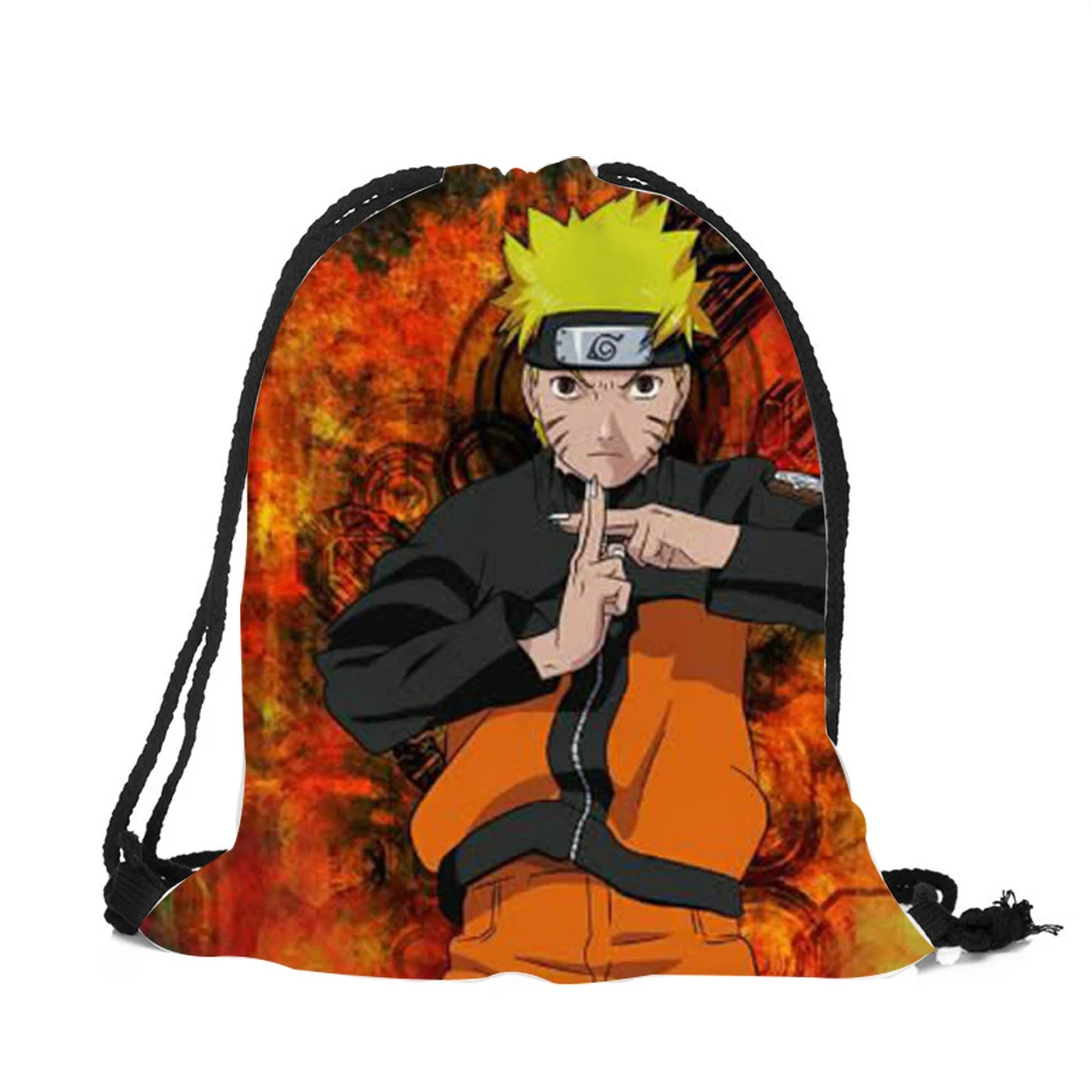  Popular comic character series Naruto prints Drawstring Backpack Mochila Feminina boys Casual Polye - 32916222278