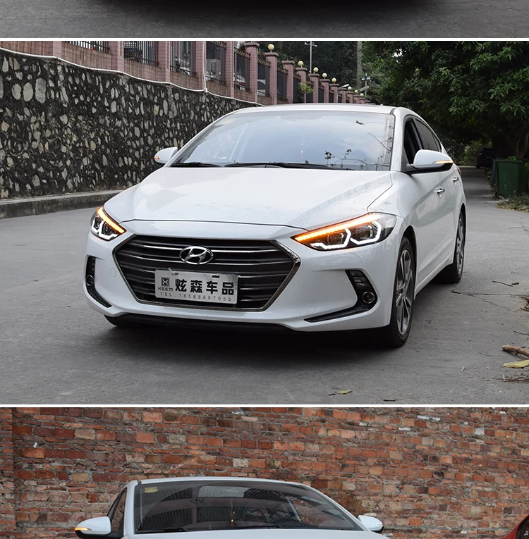 Автомобильный Стайлинг для фары для автомобиля Hyundai Elantra- светодиодный фонарь DRL Bi Xenon объектив Высокий Низкий Луч парковочная противотуманная фара