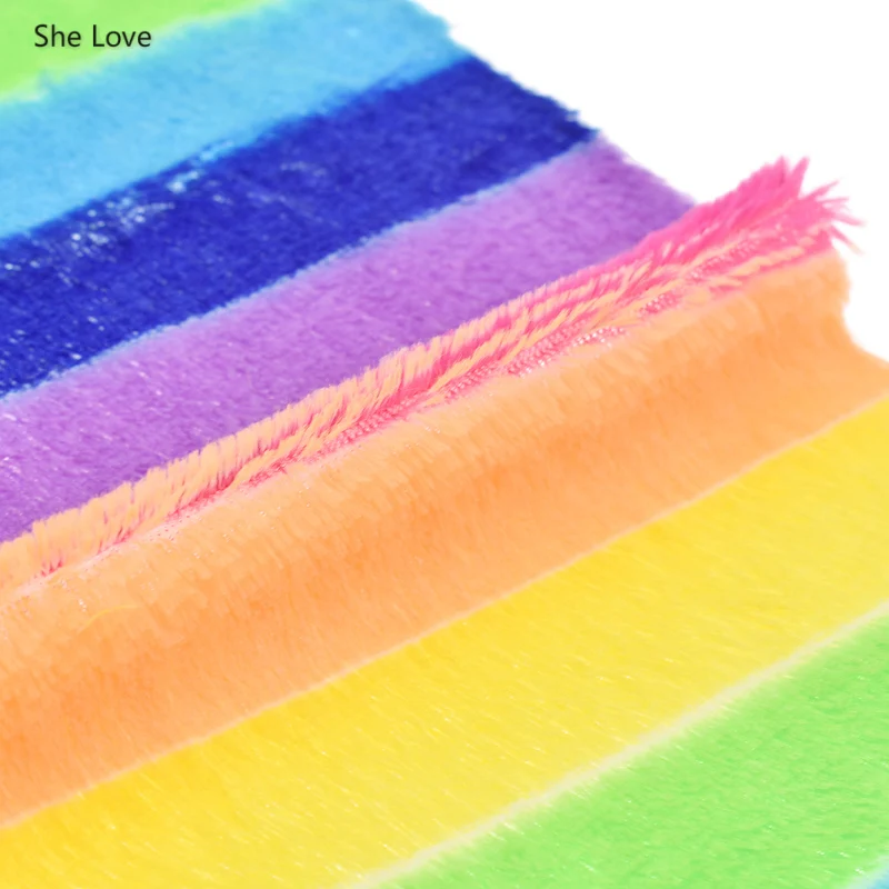 She Love 21x29 см цветная полоса имитация кроличьего меха ткань мягкая плюшевая швейная ткань для украшения дома Одежда