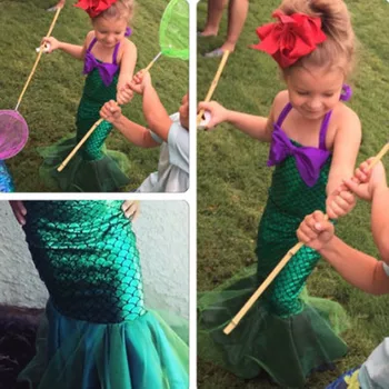 

Droppship Fashion Summer Girls Princess Dresses Fishtail Kids Ariel Little Mermaid Dress Halloween Party Cosplay Costume BFJ55