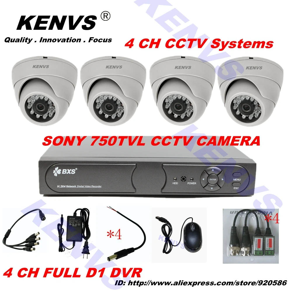 Security Camera System CCTV 4CH D1 DVR SONY CCD Outdoor Day Night IR