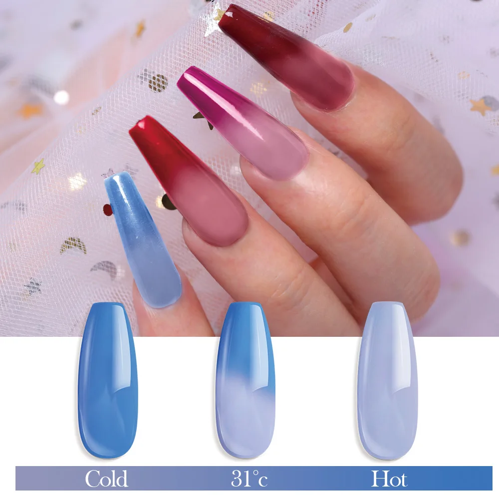 Azure beauty, 10 шт./лот, термо-сменный порошок для ногтей, 6 градиентных цветов, погружающийся блеск с базовым активатором для украшения ногтей