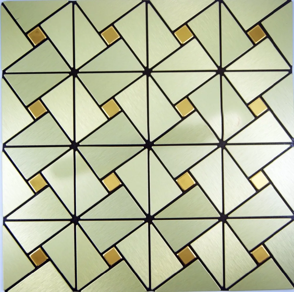 {11sheets/lot} GOLD yellow self adhesive mirror wall vinyl tile backsplash home deco mesh metal kitchen backsplash tiles on Aliexpress.com