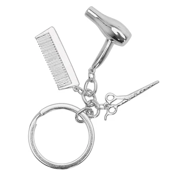 

Fashion Jewelry Hairdressers Gift Interior Accessories Keychains Keyring Comb Scissors Hair Dryer Car-styling Car Key Rings