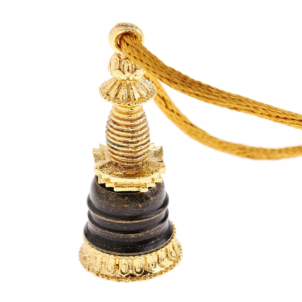 Pure Copper Stupa Tower Relief Pendants Good Lucky Amulets Necklace Decor