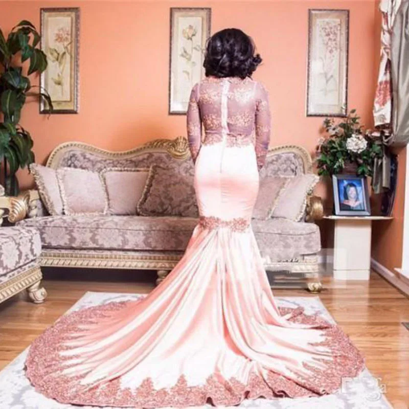 2018-gorgeous-pink-crew-neck-lace-mermaid (2)