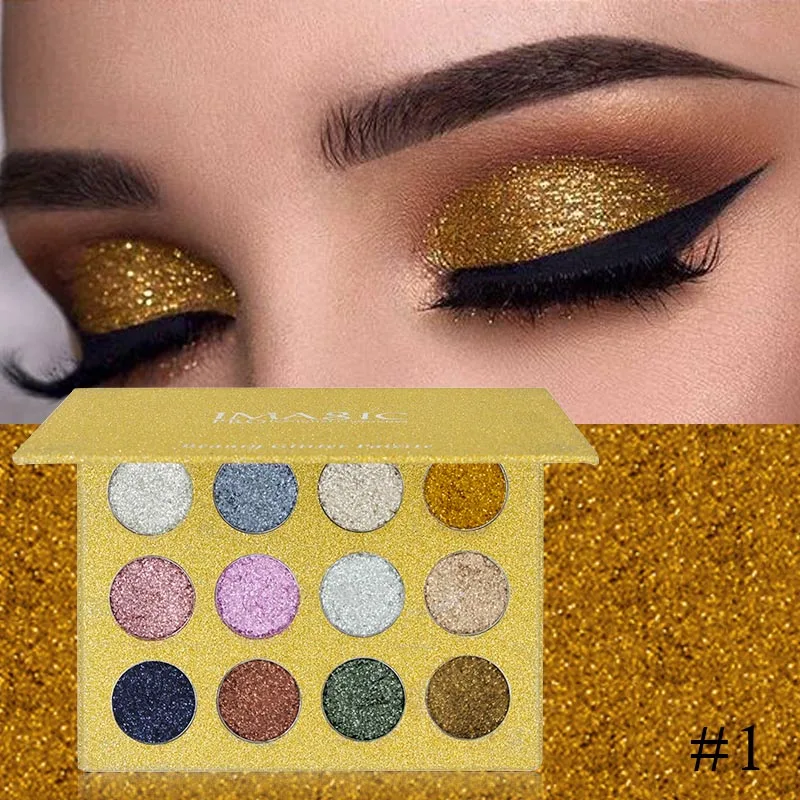 IMAGIC 12 Colors Glitter Eyeshadow Palette Eyeshadow Glitter Pigment