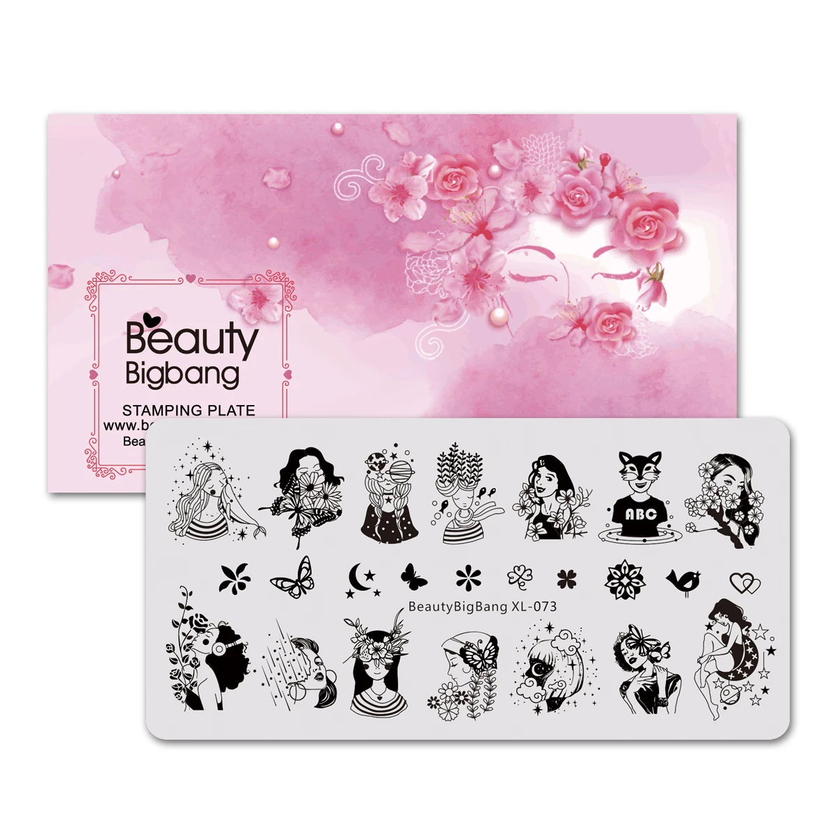 BEAUTYBIGBANG Nail Stamping Plates Flower Young Girl Series Nail Template Stamp Image Manicure Plate DIY Nail Designs XL-073