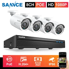 SANNCE ру 8CH 1080P HD POE IP видео безопасности Системы H.265 5MP NVR с 4X2 Мп CCTV уличная Водонепроницаемый IP Камера Встроенный микрофон
