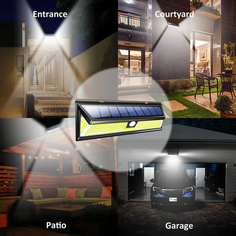 Sensor de Movimento Lâmpada de Largura Ângulo de Iluminação ao ar 2 Pack 180 Cob Levou Solar Jardim Luz da Parede à Prova d' Água Livre Luz Solar Levou Parágrafo Exterior 17 sensor de movimento luz parede à prova