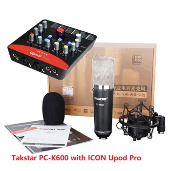 

High quality Original Takstar PC-K600 recording microphone with iCON upod pro sound card for recording,with audio cable