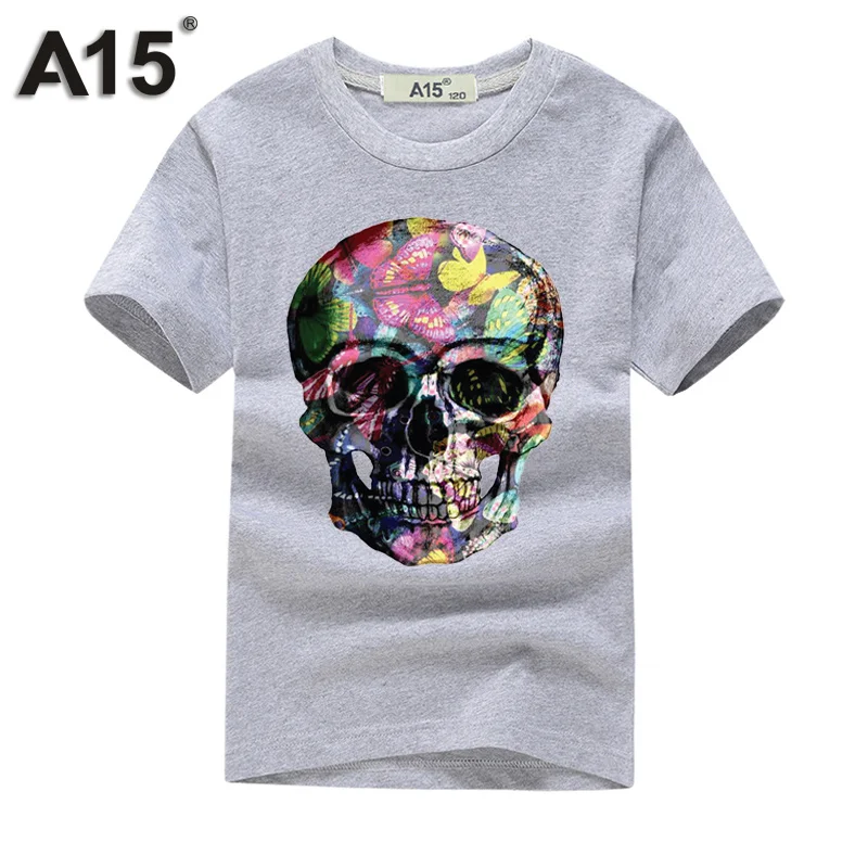 A15 футболки для мальчиков, Детская футболка с принтом Повседневные базовые Топы, крутые футболки Одежда для мальчиков и девочек-подростков лето, 10, 12, 14 лет - Цвет: T0024Gray