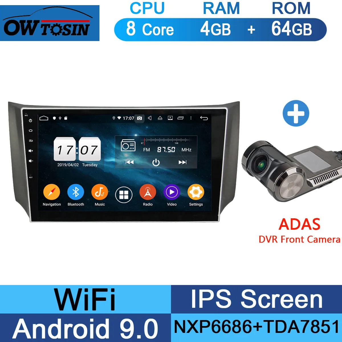 10," ips 8 ядерный 4G+ 64G Android 9,0 автомобильный DVD радио gps для Nissan SYLPHY B17 Sentra 2012 2013 DSP CarPlay - Цвет: 64G Adas Camera