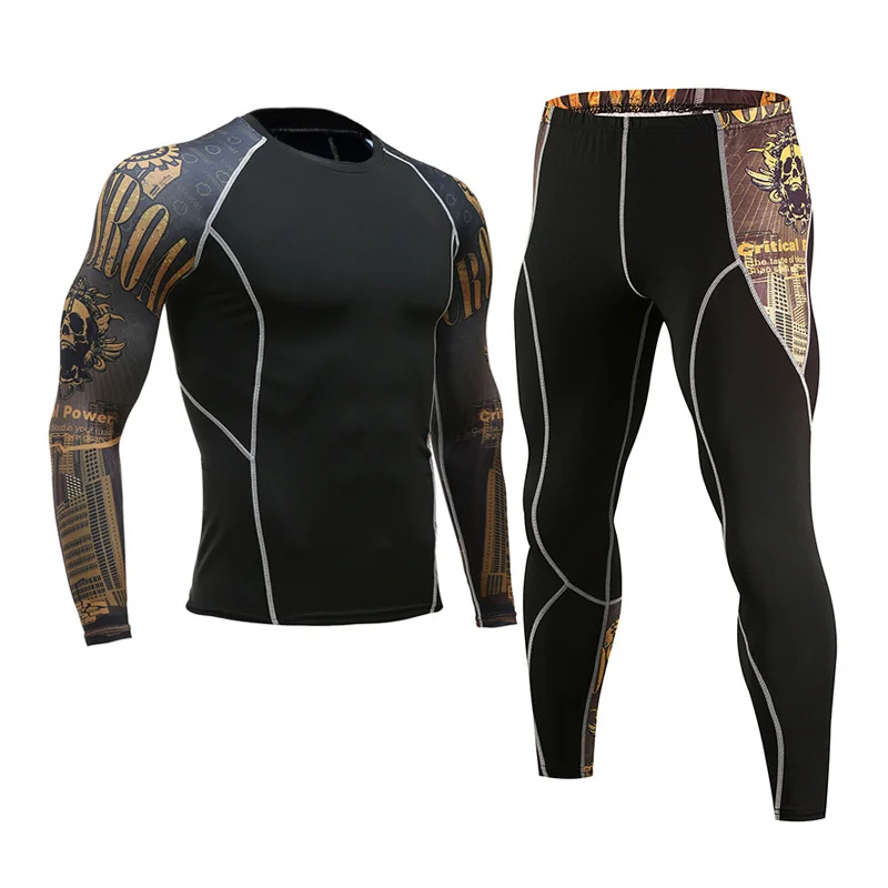 

Clothing brand 2 piece tracksuit base layer muscle shirt Teen Wolf head 3D Printed crossfit Shirts MMA leggings compression suit